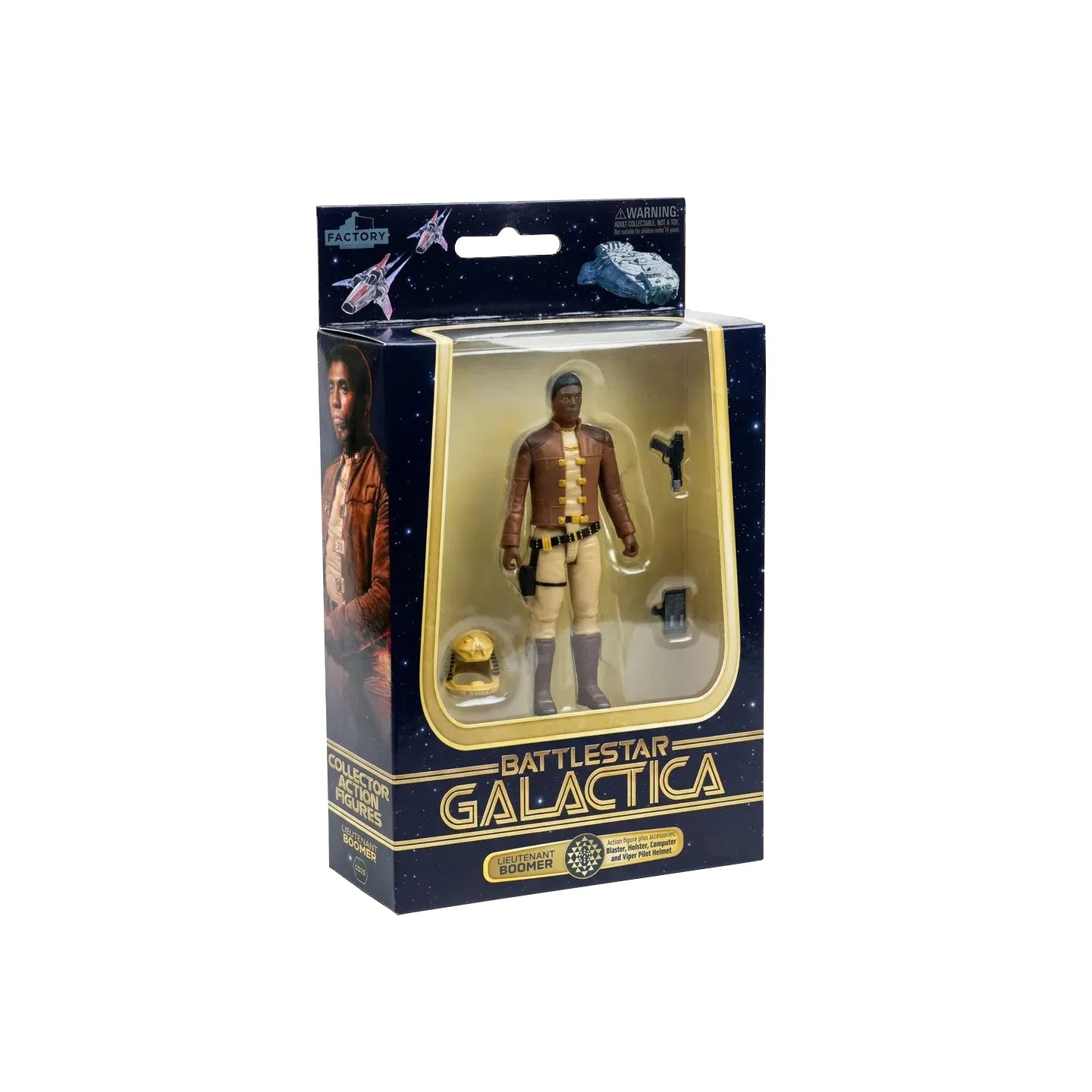 FACTORY ENTERTAINMENT BATTLESTAR GALACTICA COLONIAL VIPER MKI ELECTRONIC VEHICLE + LIEUTENANT BOOMER FIGURE