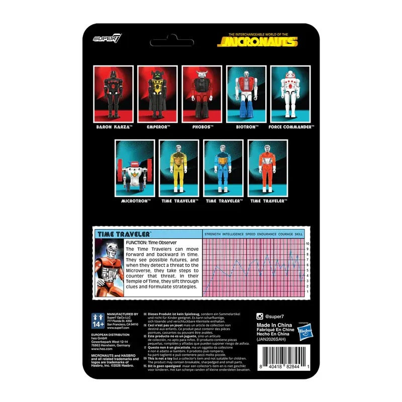 SUPER 7 MICRONAUTI WAVE 04 TIME TRAVELER ORANGE TRANSLUCENT REACTION+ FIGURE
