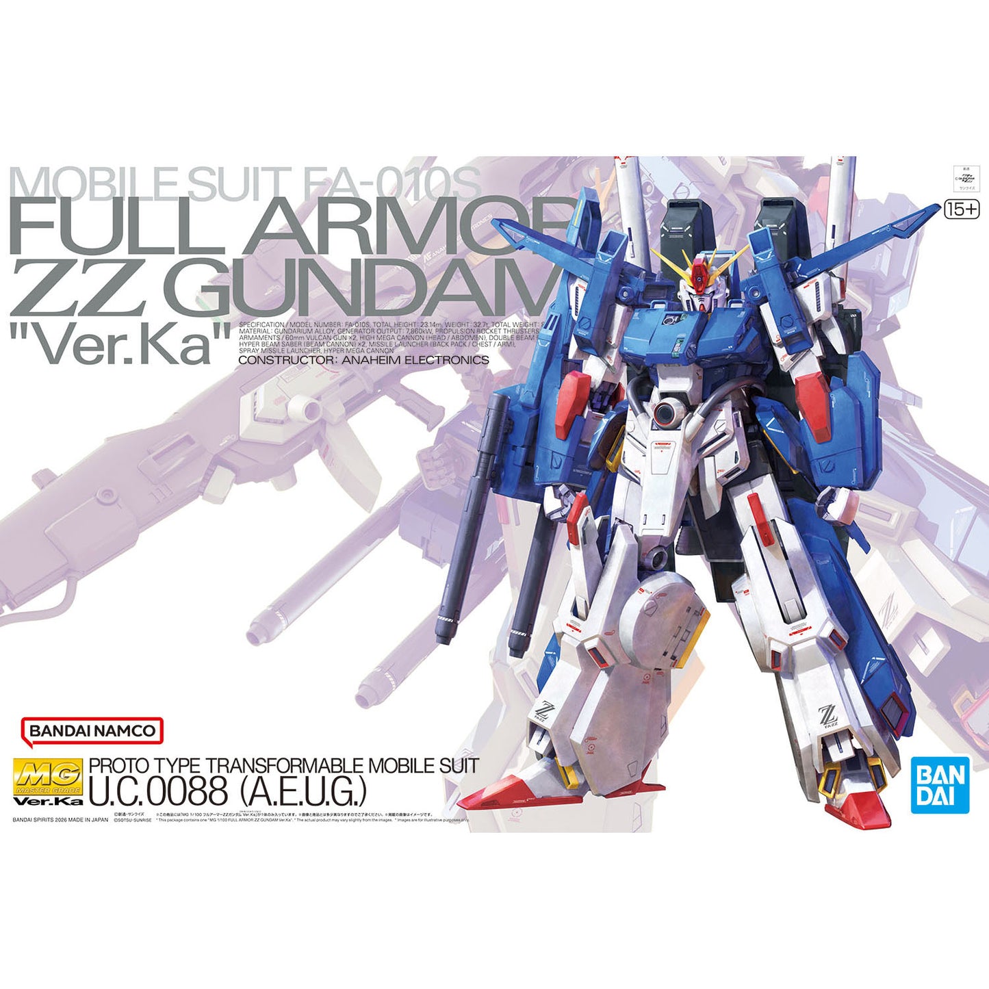 BANDAI MODEL KIT MG GUNDAM ZZ FULL ARMOR VER KA 1/100
