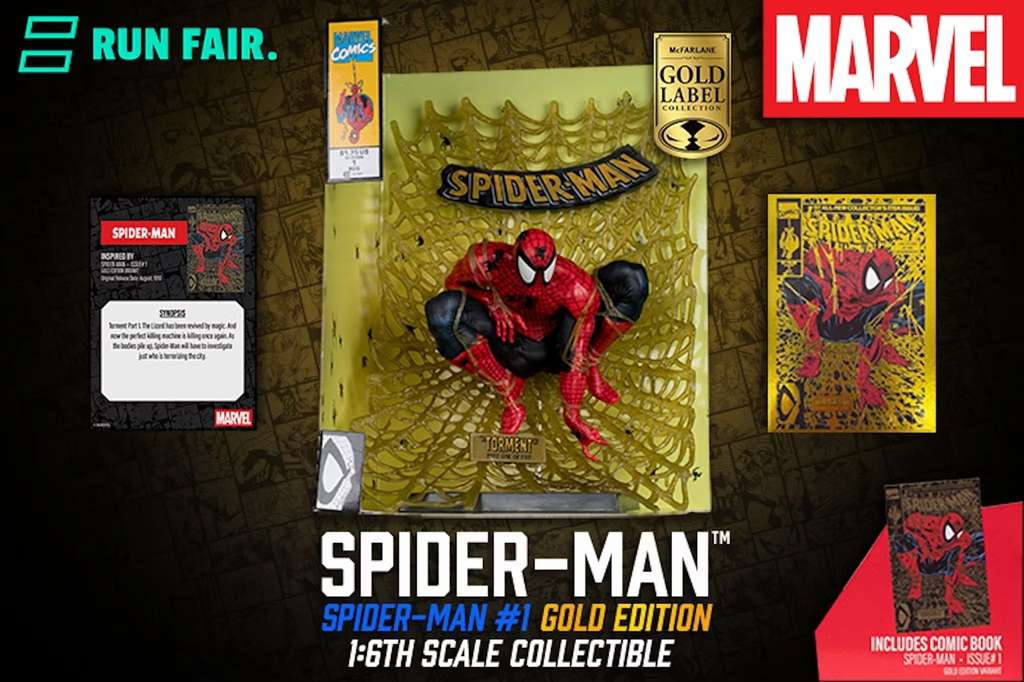 MCFARLANE MARVEL COLLECTION 1:6 WV6 SPIDER-MAN (SPIDER-MAN #1 BLACK AND GOLD VARIANT)