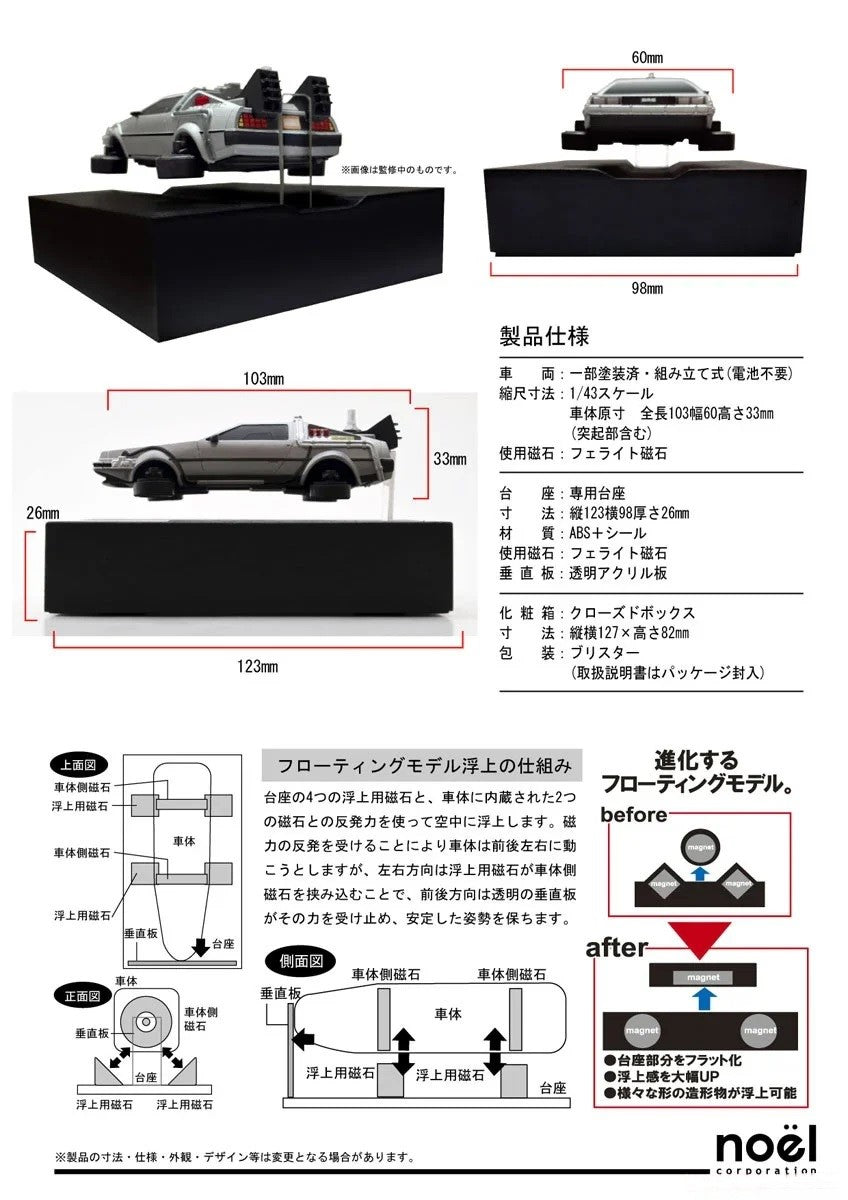 NOEL CORPORATION BACK TO THE FUTURE 2 TIME MACHINE FLOATING PLASTIC MODEL