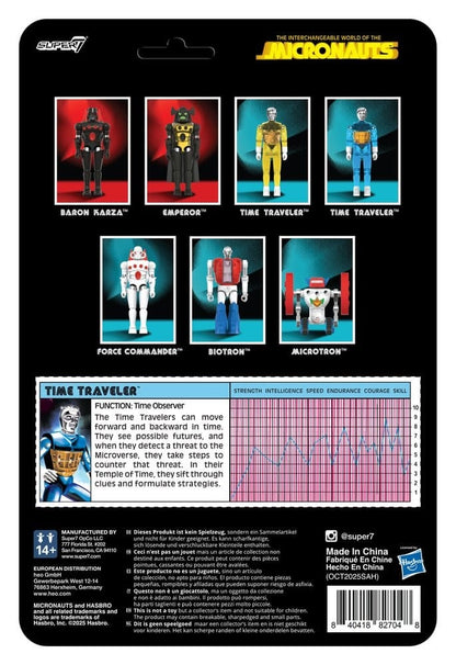 SUPER 7 MICRONAUTI WAVE 03 TIME TRAVELER BLUE TRANSLUCENT REACTION+ FIGURE