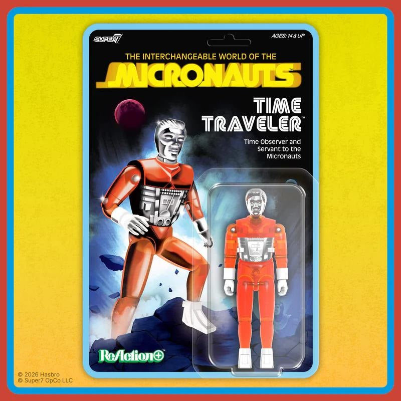 SUPER 7 MICRONAUTI WAVE 04 TIME TRAVELER ORANGE TRANSLUCENT REACTION+ FIGURE