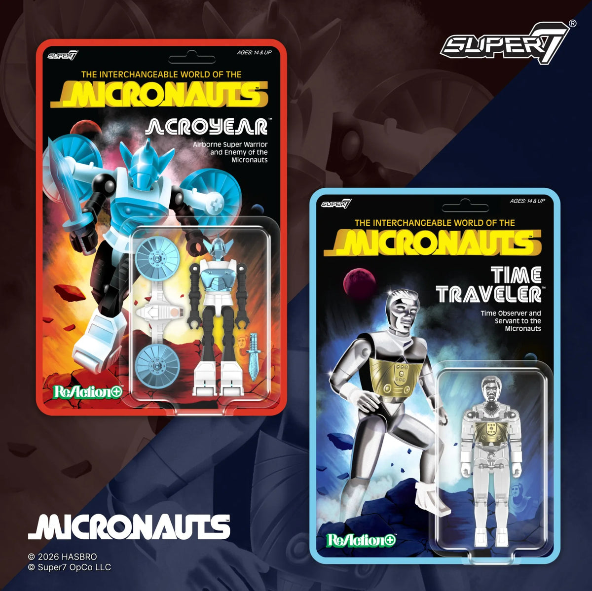 SUPER 7 MICRONAUTS W6 TIME TRAVELER CLEAR REACTION+ ACTION FIGURE