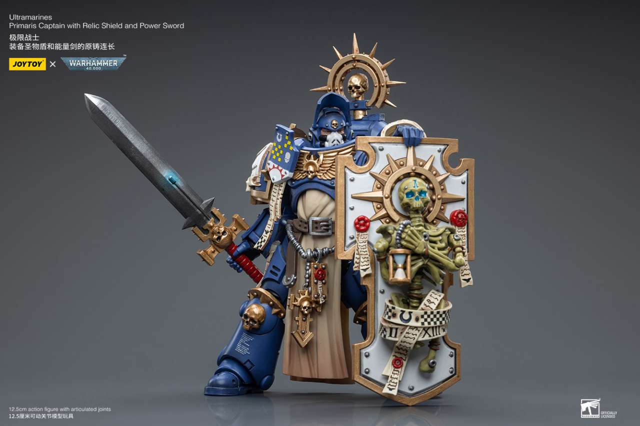 JOY TOY WH40K ULTRAMARINES PRIMARIS CAPTAIN WITH RELIC SHIELD AND POWER SWORD JOY TOY