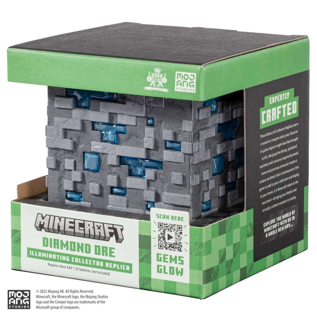 NOBLE COLLECTIONS MINECRAFT ILLUMINATING DIAMOND ORE CUBE NOBLE COLLECTIONS