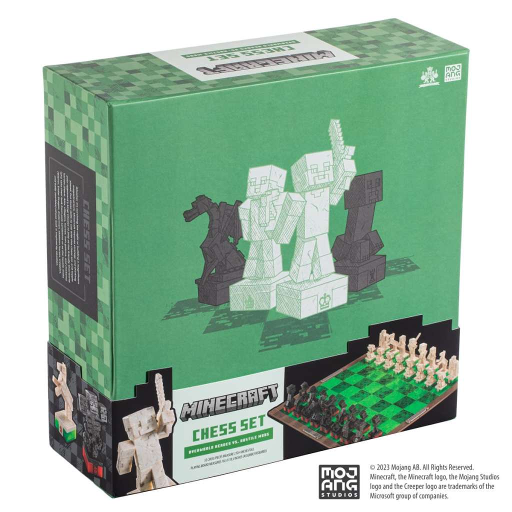 NOBLE COLLECTIONS MINECRAFT OVERWORLD HEROES VS HOSTILE MOBS CHESS SET NOBLE COLLECTIONS